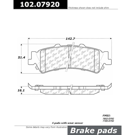 Centric Parts CTEK Metallic Pad, 102.07920 102.07920